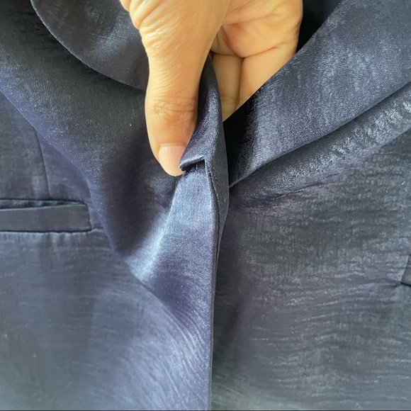 Anthropologie Capulet Navy Blue Notch Collar Satin Boyfriend Blazer NWT - Picture 6 of 13
